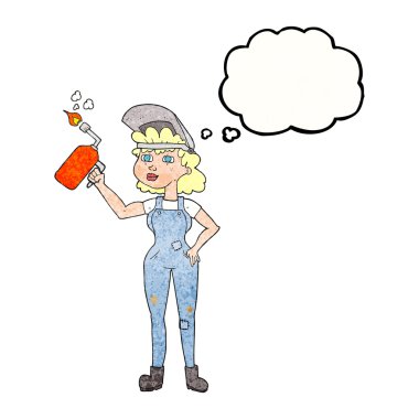 kabarcık dokulu karikatür kadın kaynak düşündüm