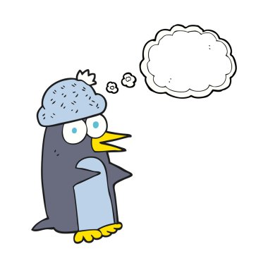 düşünce kabarcık karikatür penguen