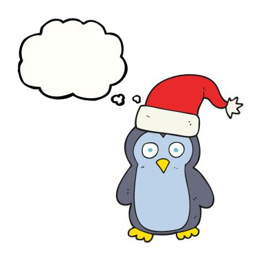 düşünce kabarcık karikatür penguen