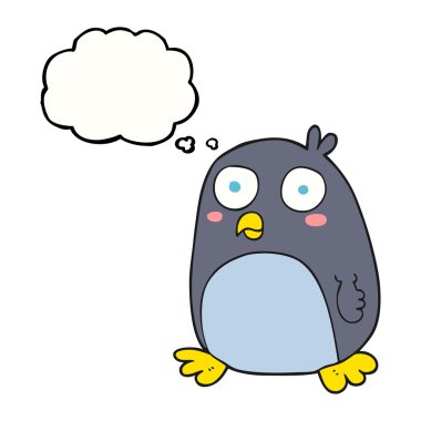 düşünce kabarcık karikatür penguen