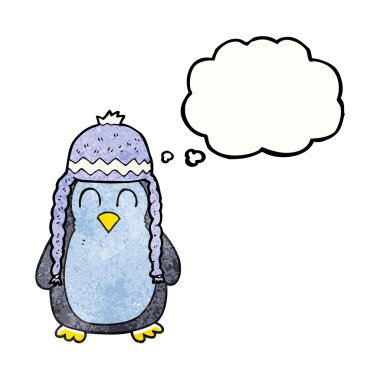 kabarcık dokulu karikatür penguen şapka takıyor sanıyordum