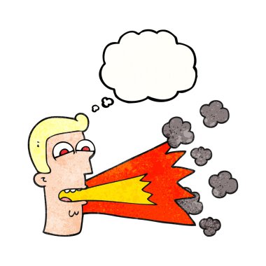 adam bağırarak kabarcık dokulu çizgi film düşündüm