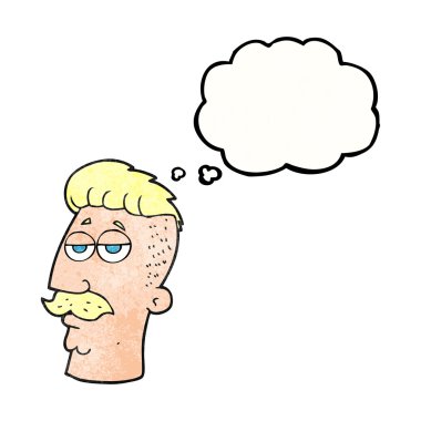 düşünce balonu çizgi film adam hipster saç kesim ile dokulu
