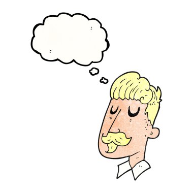 çizgi film adam bıyıklı düşünce balonu dokulu