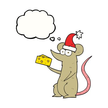 düşünce balonu karikatür Noel fare peynir ile