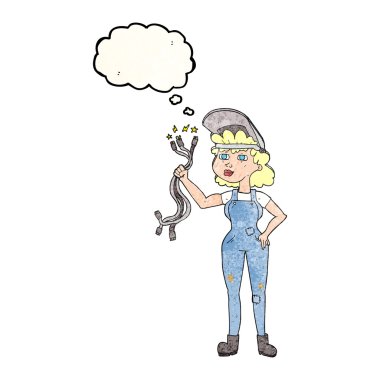 kabarcık dokulu karikatür elektrikçi kadın sanıyordum