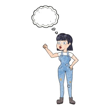 kabarcık dokulu karikatür kadın yumruğunu kenetlenmesi düşündüm