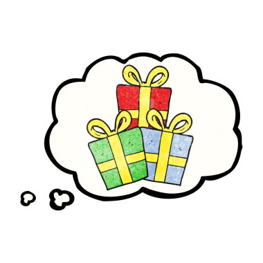 kabarcık dokulu karikatür Noel hediyeleri düşündüm