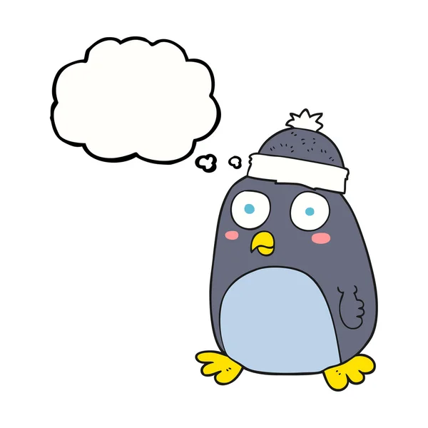 Myśl bańki kreskówka Pingwin — Wektor stockowy