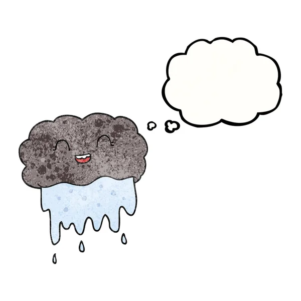 Gedachte zeepbel getextureerde cartoon regen wolk — Stockvector