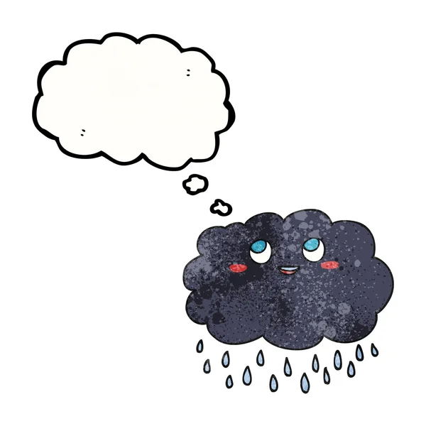 Thought bubble textured cartoon raincloud — Stock Vector