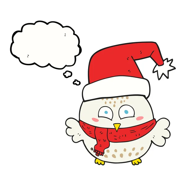 Myšlenka bubliny cartoon roztomilý vánoční sova — Stockový vektor