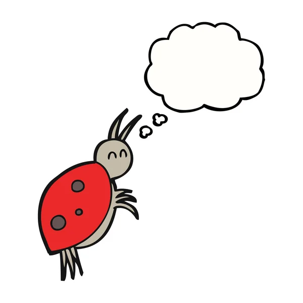 Gedachte zeepbel cartoon lieveheersbeestje — Stockvector