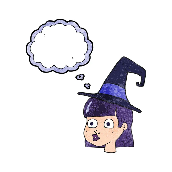 Thought bubble textured cartoon witch — Stock Vector