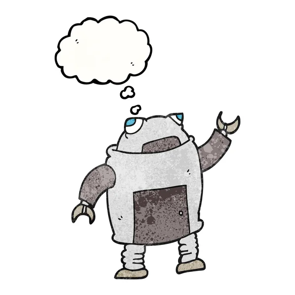 Gedankenblase texturierter Cartoon-Roboter — Stockvektor