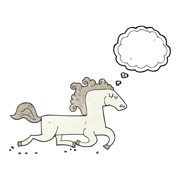 Pensamento bolha texturizado desenho animado correndo cavalo —  Vetores de Stock