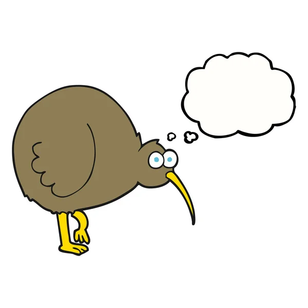 Pensamiento burbuja dibujos animados kiwi pájaro — Archivo Imágenes Vectoriales