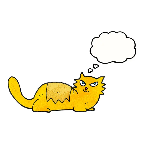 Pensamento bolha texturizado desenho animado gato — Vetor de Stock