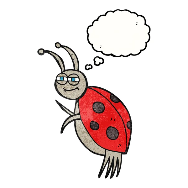 Thought bubble textured cartoon ladybug — Stock Vector