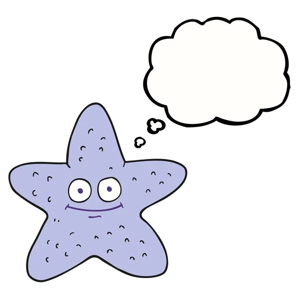 Pensamiento burbuja caricatura estrella de mar — Vector de stock