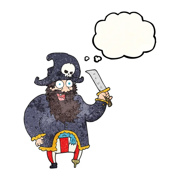 Pensée bulle texturé dessin animé pirate capitaine — Image vectorielle