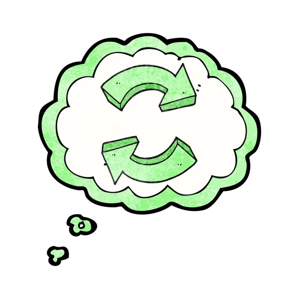 Thought bubble textured cartoon recycling arrows — Stock Vector
