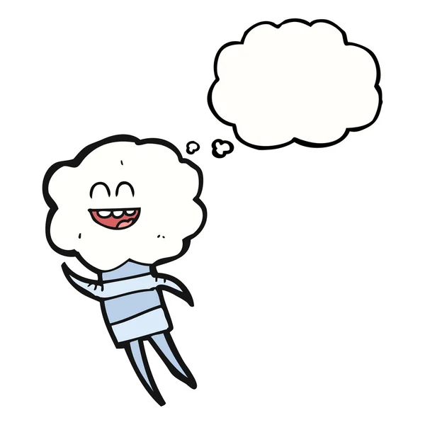 Pikiran kartun gelembung kepala awan makhluk lucu kepala - Stok Vektor