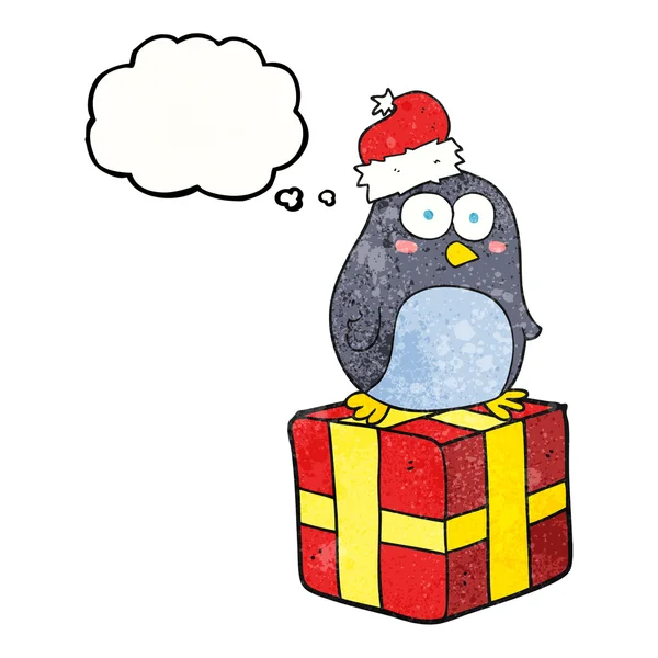 düşünce bubble dokulu karikatür Noel penguen