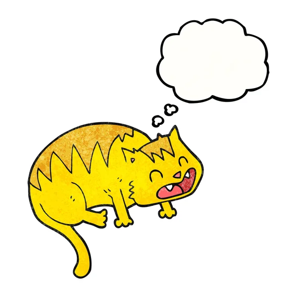 Pensamento bolha texturizado desenho animado gato — Vetor de Stock