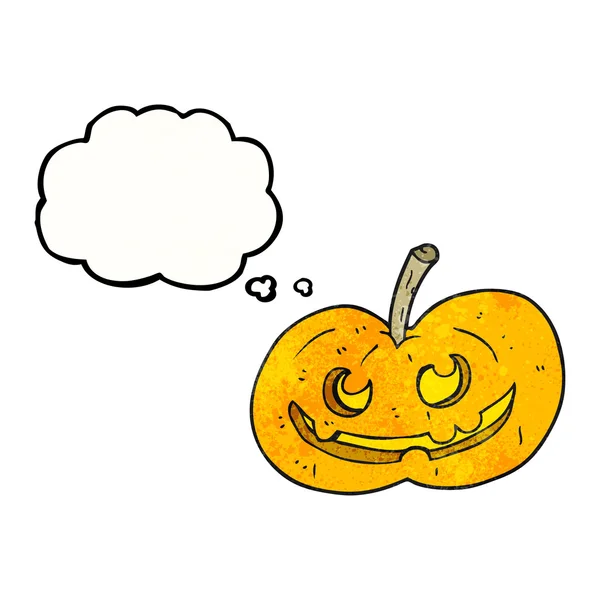 Pensamiento burbuja textura dibujos animados halloween calabaza — Archivo Imágenes Vectoriales