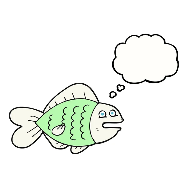 Trodde bubble cartoon rolig fisk — Stock vektor