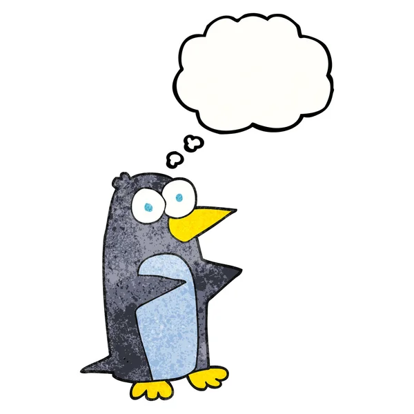 Gedankenblase texturierter Cartoon-Pinguin — Stockvektor