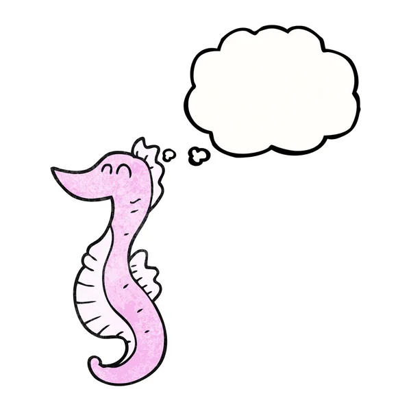 Dacht dat bubble getextureerde cartoon seahorse — Stockvector