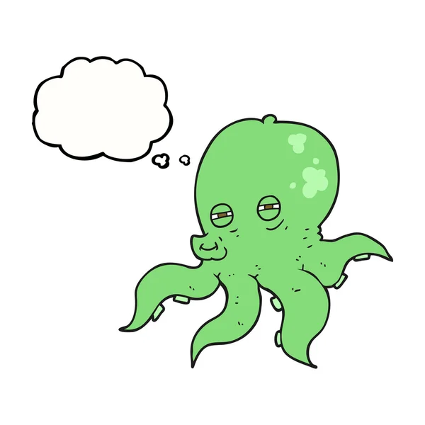 Pulpo de dibujos animados burbuja pensamiento — Archivo Imágenes Vectoriales