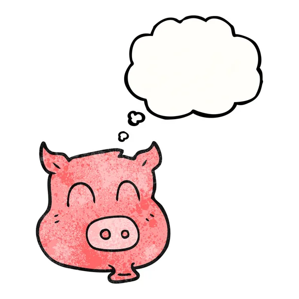 Gedachte zeepbel getextureerde cartoon varken — Stockvector
