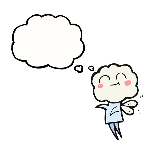 Pikiran kartun gelembung imp kepala awan lucu - Stok Vektor