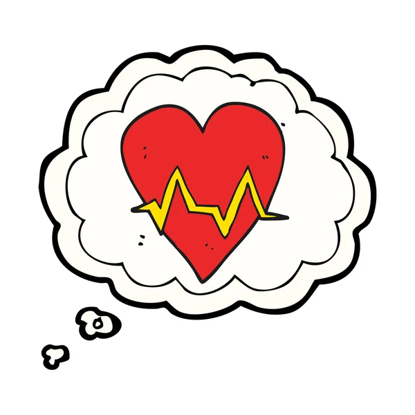 Thought bubble cartoon heart rate pulse symbol — Stock Vector