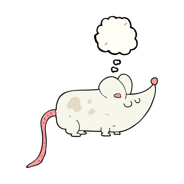Cute pikiran gelembung mouse kartun - Stok Vektor