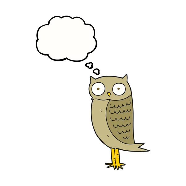 Trodde bubble cartoon owl — Stock vektor