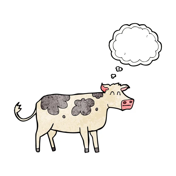 Myśli bańki teksturowanej kreskówka krowa — Wektor stockowy