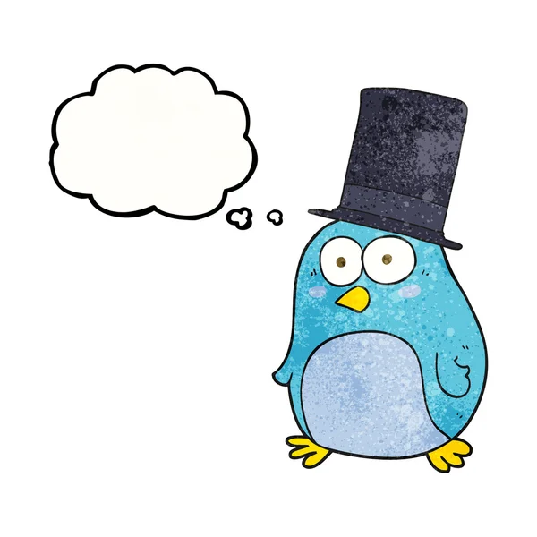 düşünce balonu silindir şapka giyen karikatür kuş dokulu