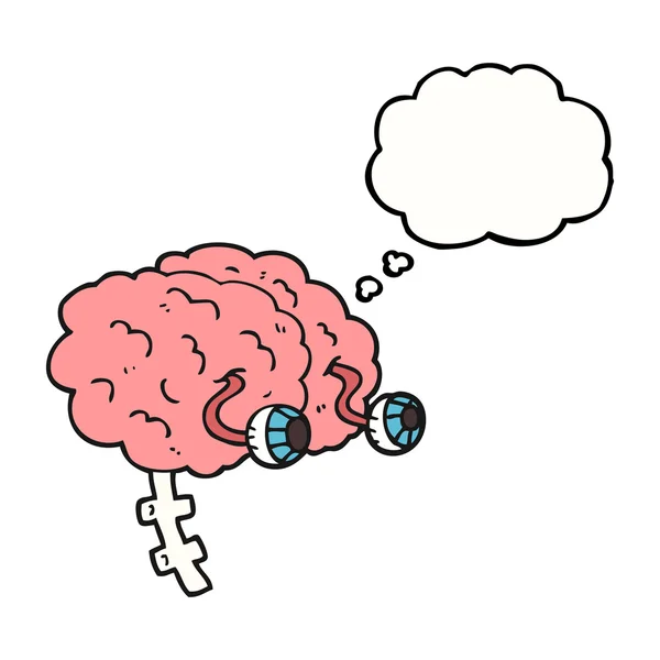 Thought bubble cartoon brain — Stock Vector