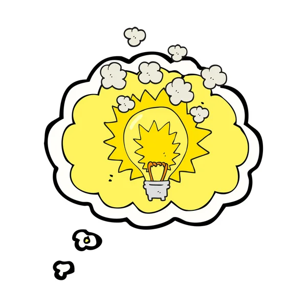 Thought bubble cartoon light bulb shining — Stock Vector