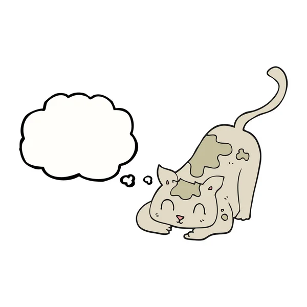 Pensamento bolha desenho animado gato jogando —  Vetores de Stock
