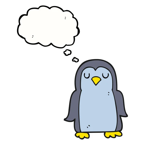 Gedachte zeepbel cartoon pinguïn — Stockvector