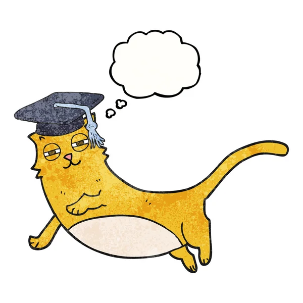 Dacht dat bubble getextureerde cartoon kat met gediplomeerde GLB — Stockvector