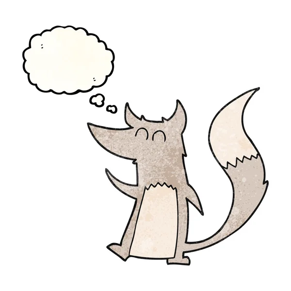 Pensée bulle texturé dessin animé petit loup — Image vectorielle