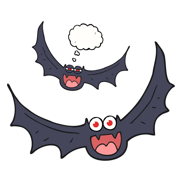 Pensée bulle dessin animé halloween chauves-souris — Image vectorielle