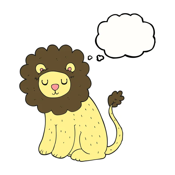 Pensamiento burbuja dibujos animados lindo león — Vector de stock