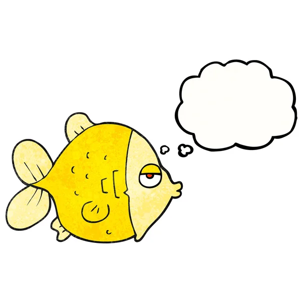 Pensée bulle texturé dessin animé drôle de poisson — Image vectorielle